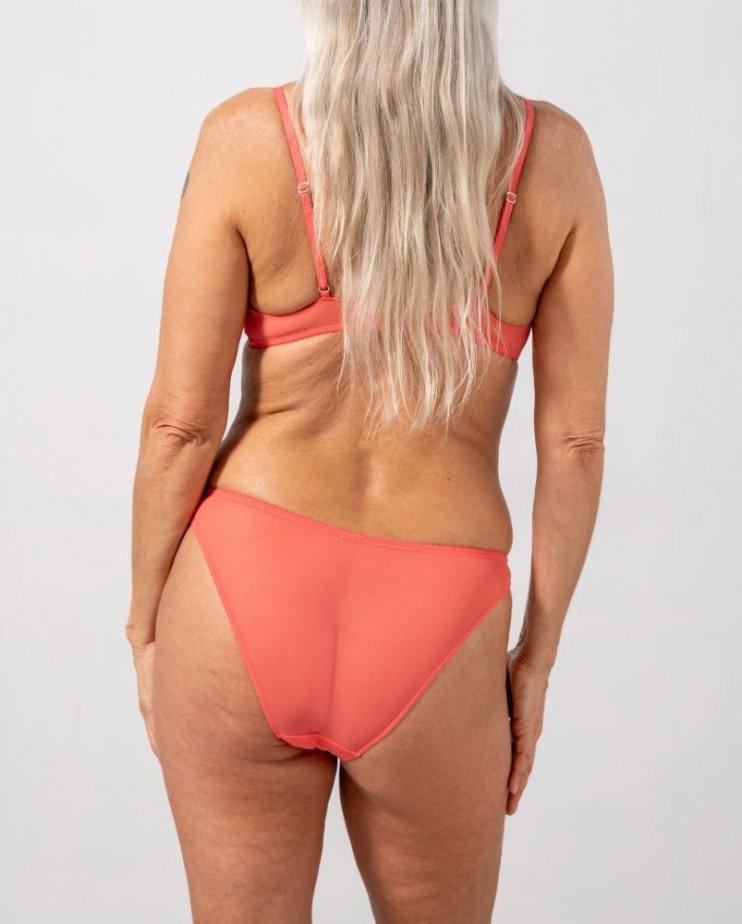 Mesh Bikini Briefs Coral - Velikost: L