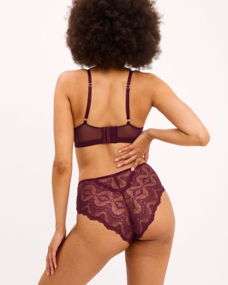 Lace Highwaist Briefs Cherry - Velikost: S