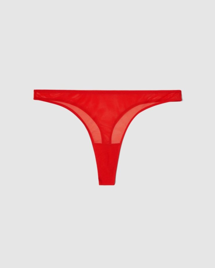 Mesh Thong Fiery Red - Velikost: L