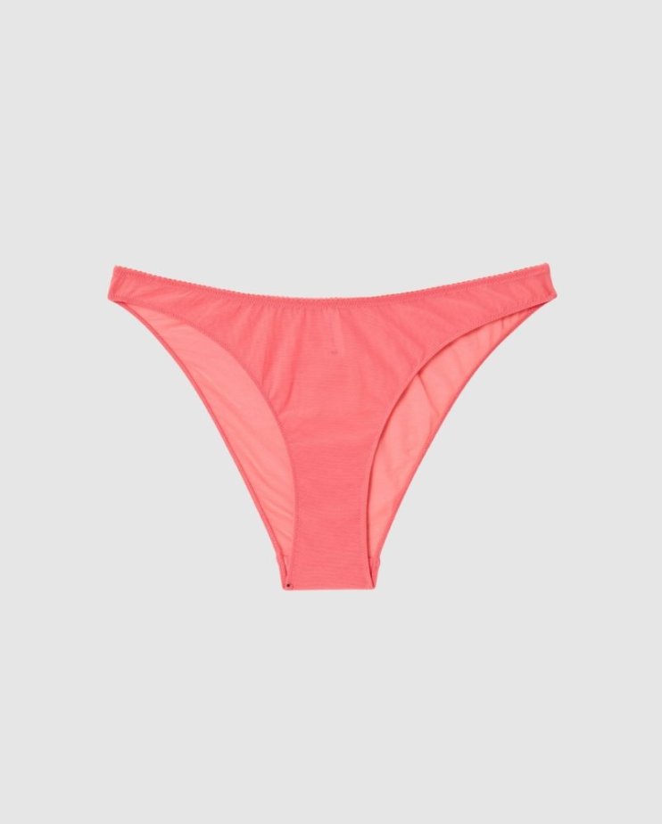 Mesh Bikini Briefs Coral - Velikost: L