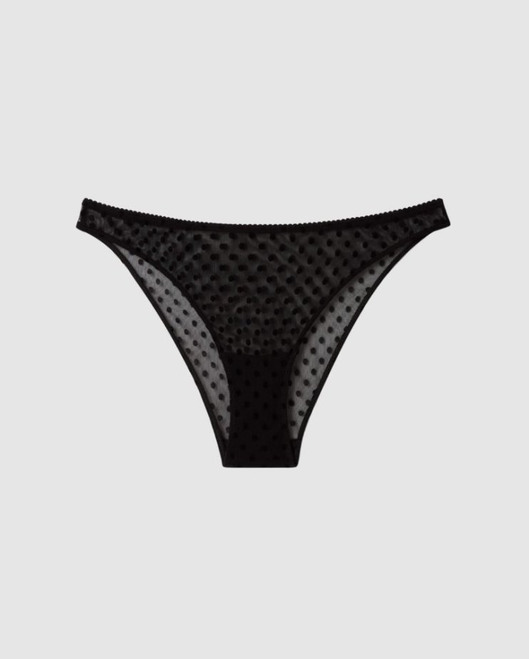 Mesh Bikini Briefs Black Dots - Velikost: S