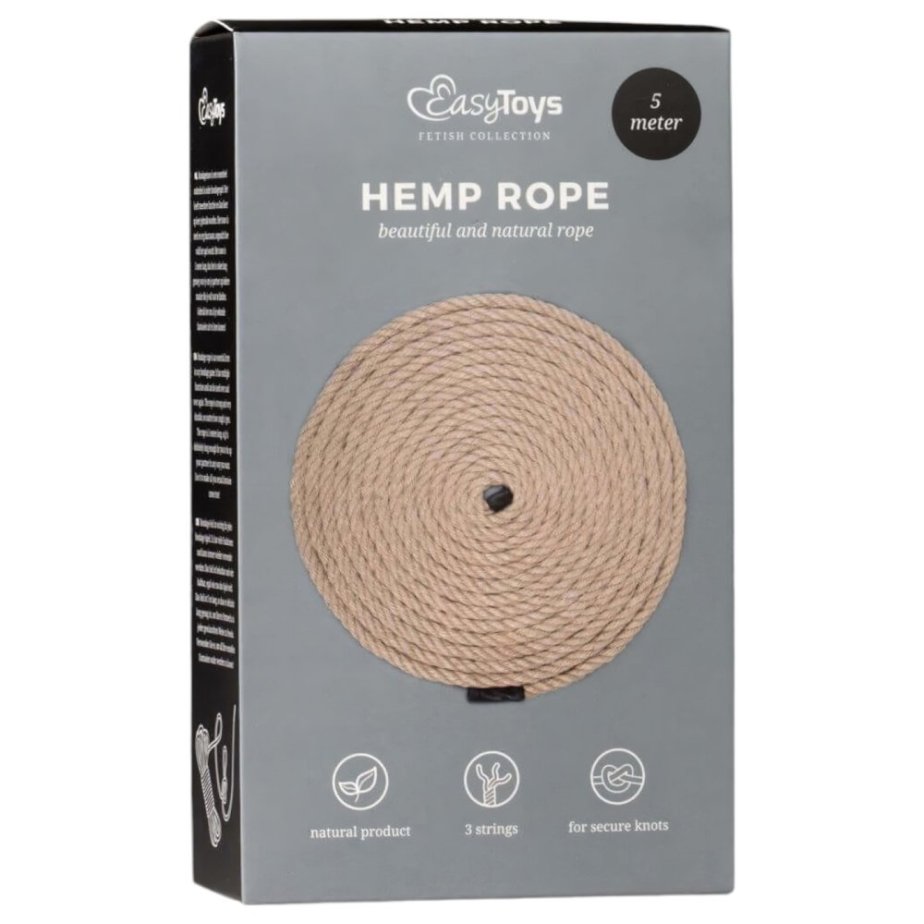 EASYTOYS HEMP ROPE – Bondage lano (5 m) – přírodní