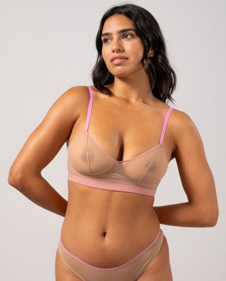 Mesh Balconette Warm nude/Candy Pink