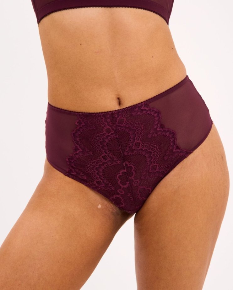 Lace Highwaist Briefs Cherry - Velikost: S