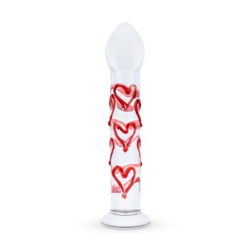 Gildo sklenené dildo na G-bod a prostatu so srdiečkami No. 30