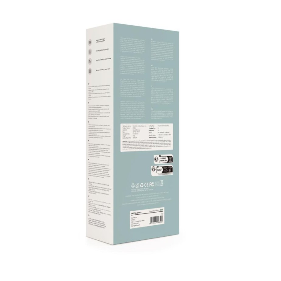 SVAKOM Chika – hřejivý vibrátor s dálkovým ovládáním přes aplikaci (tyrkysový)