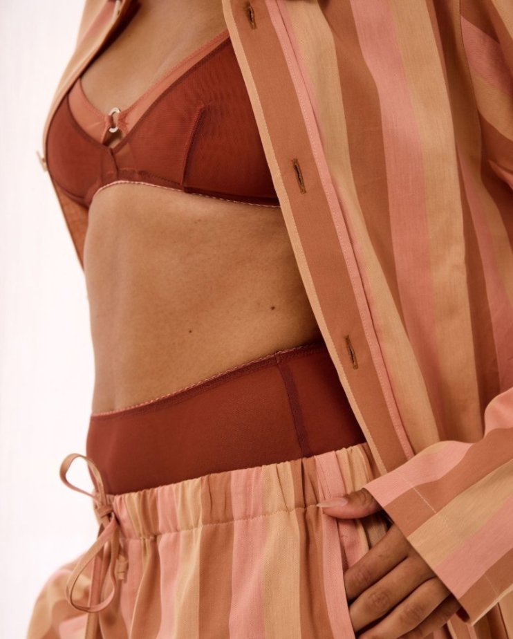 Mesh Double Triangle Bralette Rust