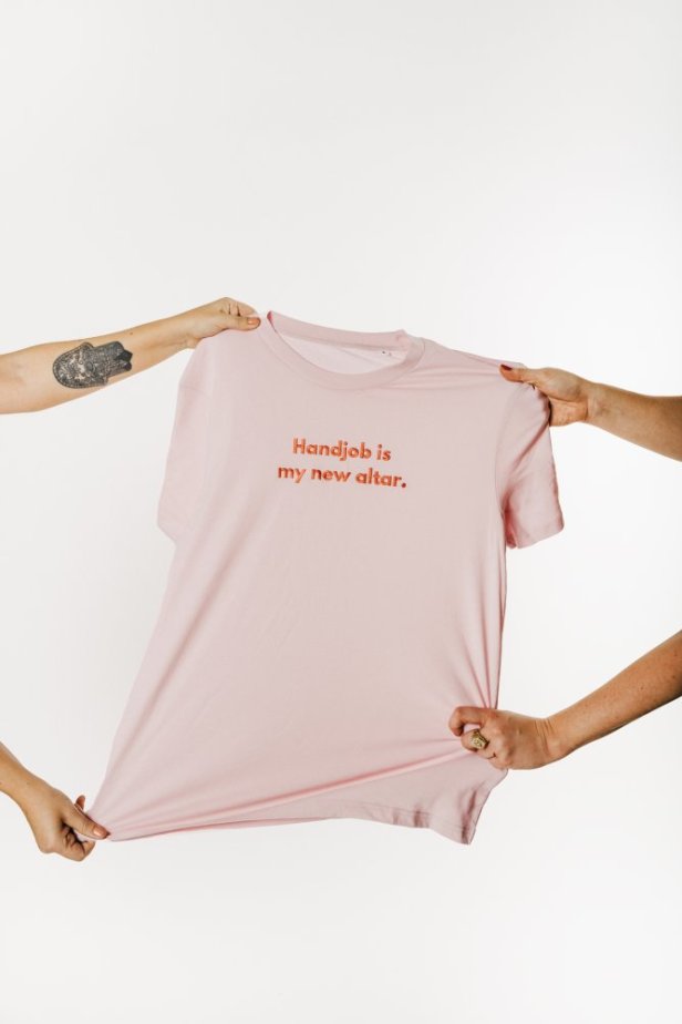 Handjob is my new altar- triko PINK - Velikost: L