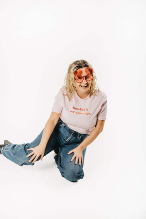 Handjob is my new altar- triko PINK - Velikost: L