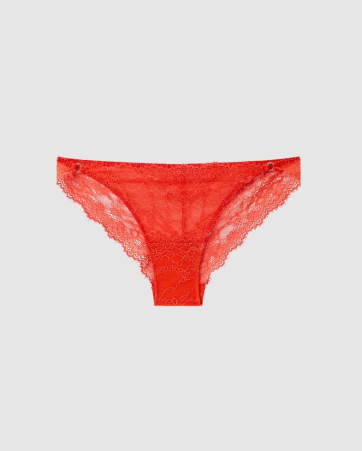 Lace Tanga Briefs Understatement – Fiery Red