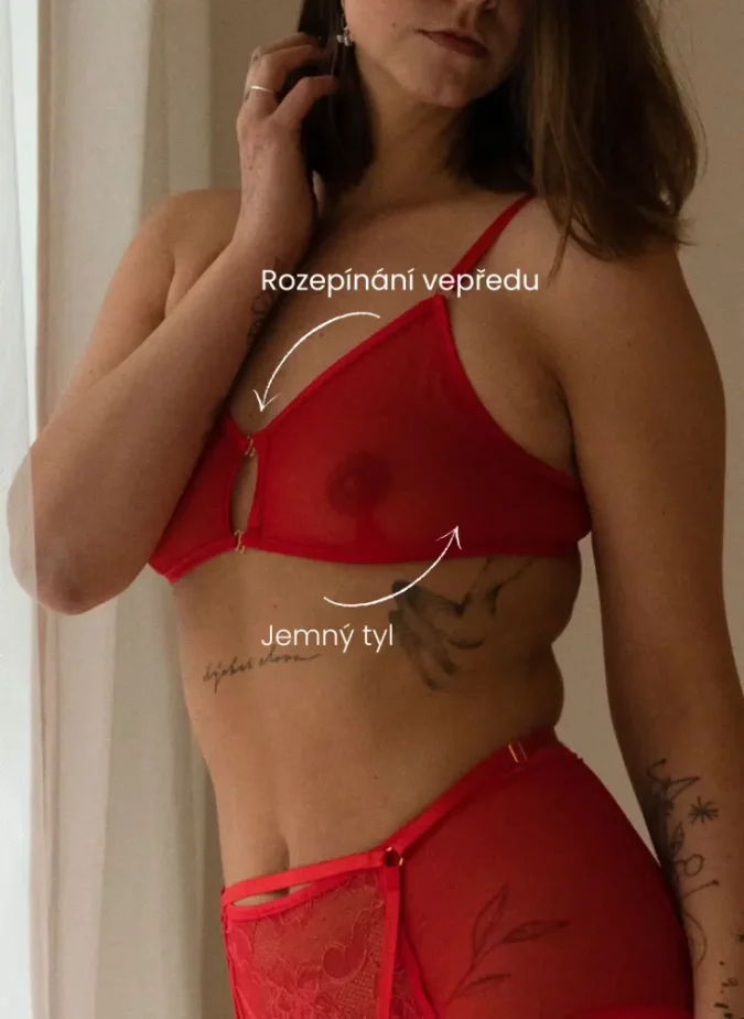 Podprsenka hladká tylová červená SHEIO - Velikost: S