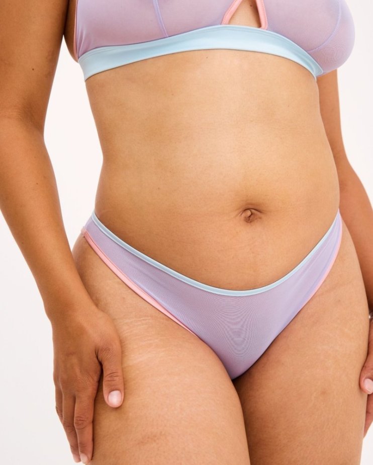 Mesh Bikini Briefs Pastel Lilac - Velikost: S