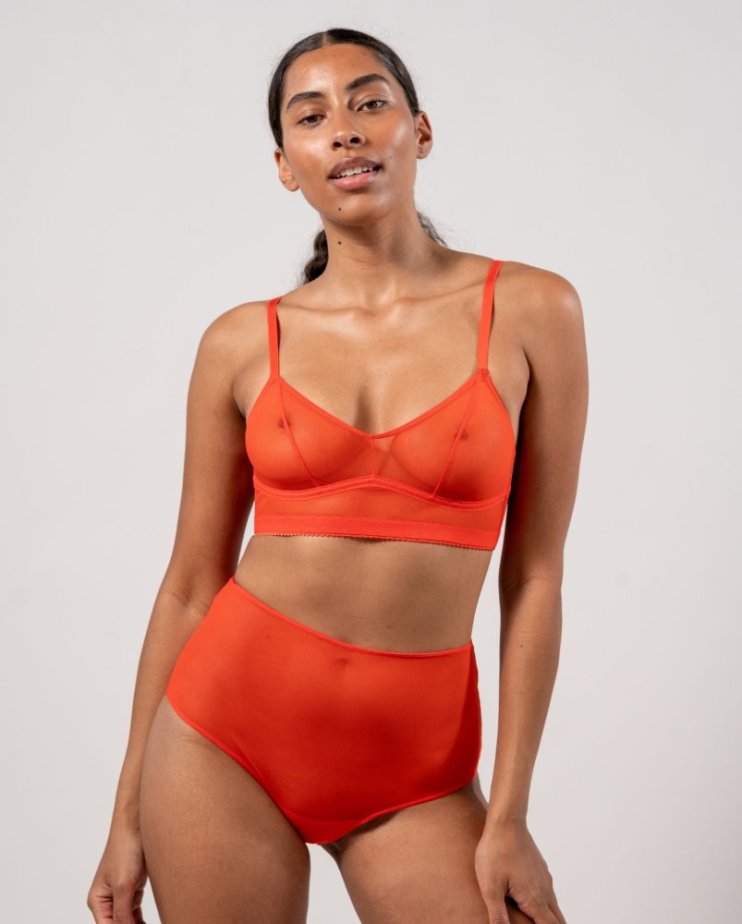 Mesh Balconette Fiery Red - Velikost: L