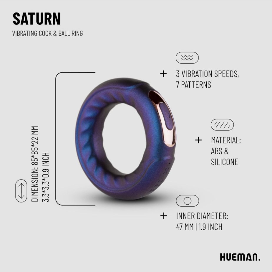 Vibrační kroužek Hueman - Saturn Vibrating Cock/Ball Ring