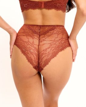 Understatement Lace Highwaist – krajkové kalhotky s vysokým pasem Rust