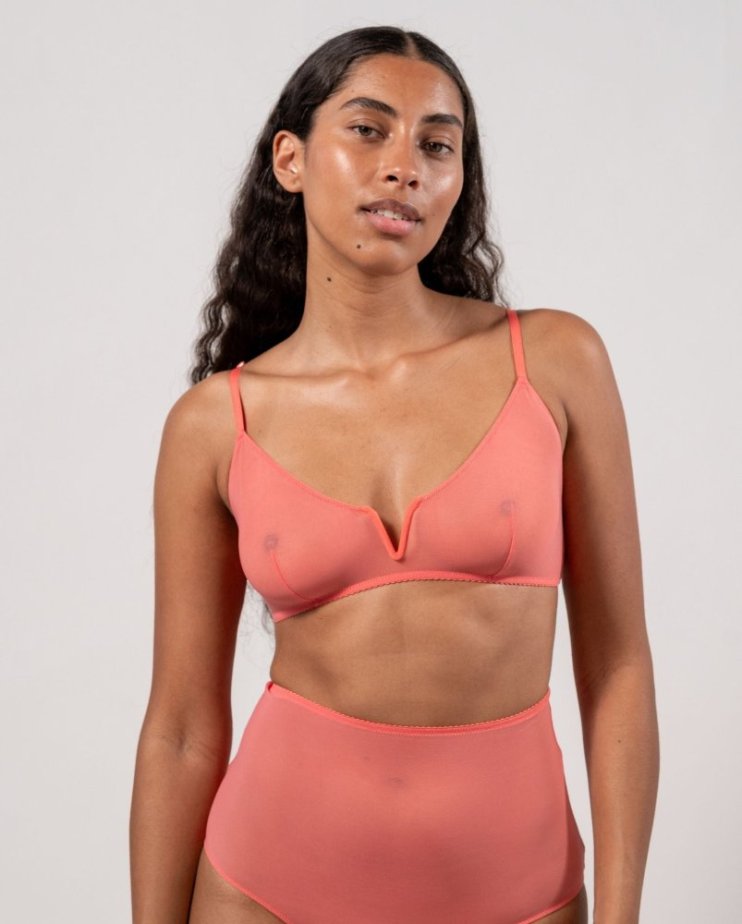 Mesh V-Balconette Coral