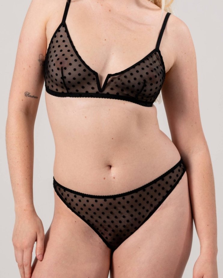 Mesh Bikini Briefs Black Dots - Velikost: S