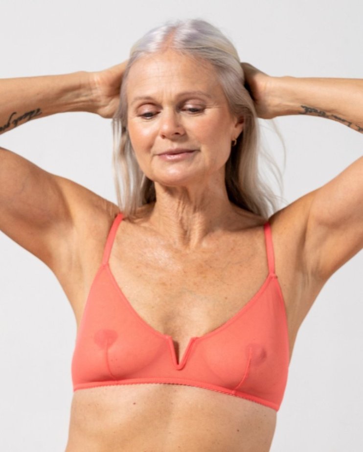 Mesh V-Balconette Coral