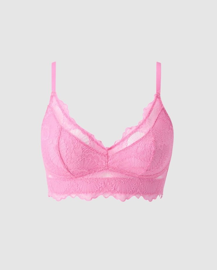 Lace Support+ Bralette Candy Pink - Velikost: M