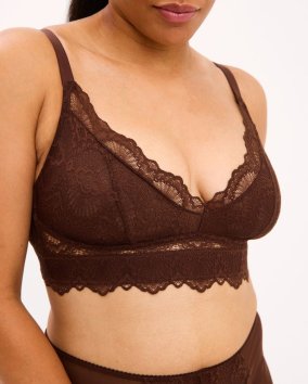 Understatement Lace Support+ krajková podprsenka pro plnější poprsí Coffee