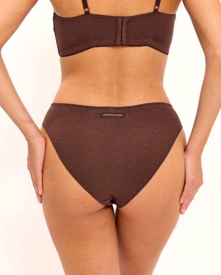 Understatement Cotton Midi – bavlnené nohavičky Coffee