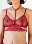 Choker pás s krajkou bordó SHEIO