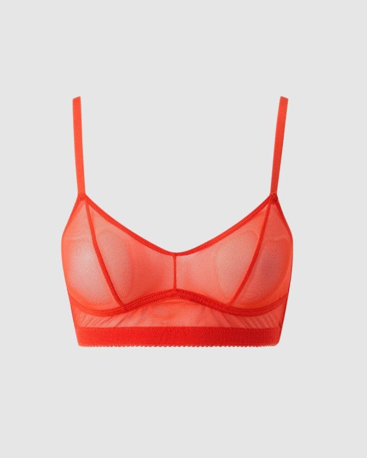 Mesh Balconette Fiery Red - Velikost: L
