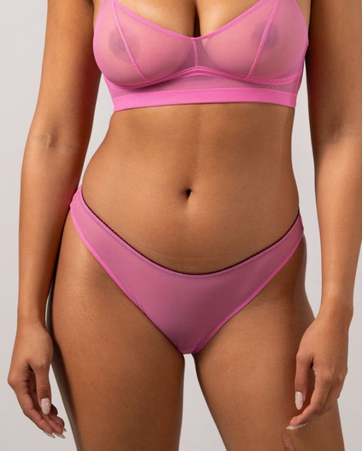 Mesh Bikini Briefs Candy Pink - Velikost: M