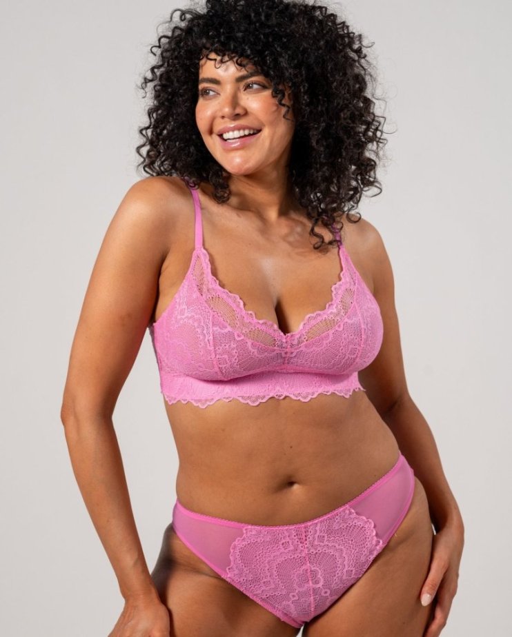 Lace Support+ Bralette Candy Pink - Velikost: M