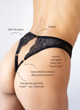 Erotické nohavičky “Crotchlessky” Veneris z čierneho bodkovaného tylu