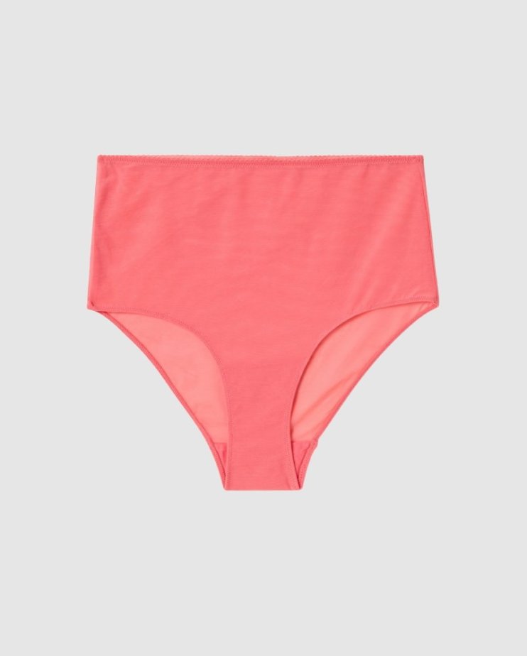 Mesh Highwaist Briefs Coral - Velikost: M