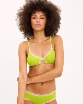 Mesh Lace Cut-Out Triangle Bralette Zesty Lime