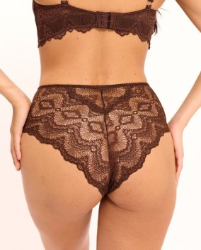 Understatement Lace Highwaist – krajkové kalhotky s vysokým pasem Coffee