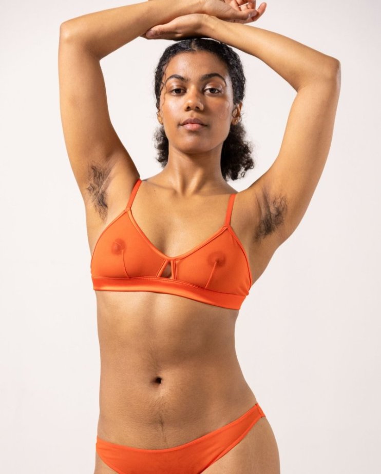 Mesh Cut-Out Triangle Bralette Understatement – Fiery Red