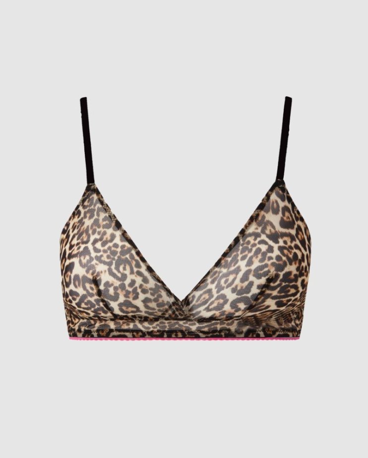 Mesh Triangle Bralette Understatement – Leopard/Candy Pink
