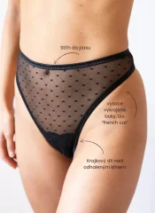 Erotické kalhotky “Crotchlessky” Veneris puntíkatý tyl černý