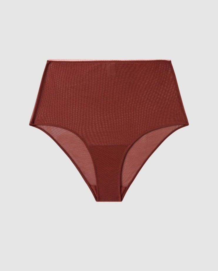 Mesh Highwaist Briefs Rust - Velikost: M