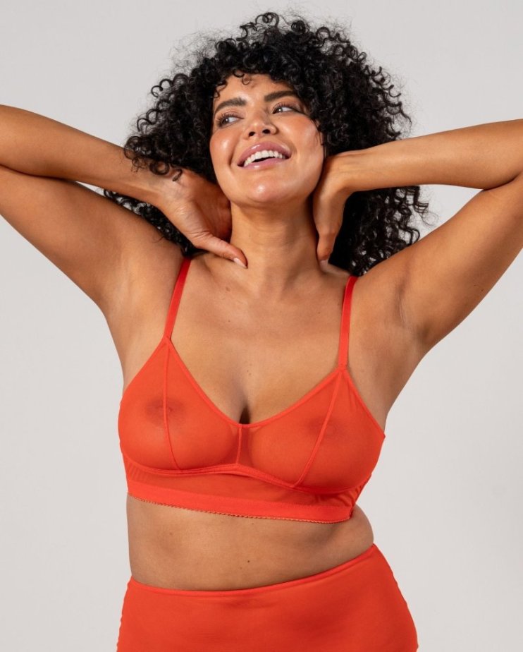 Mesh Balconette Fiery Red - Velikost: L