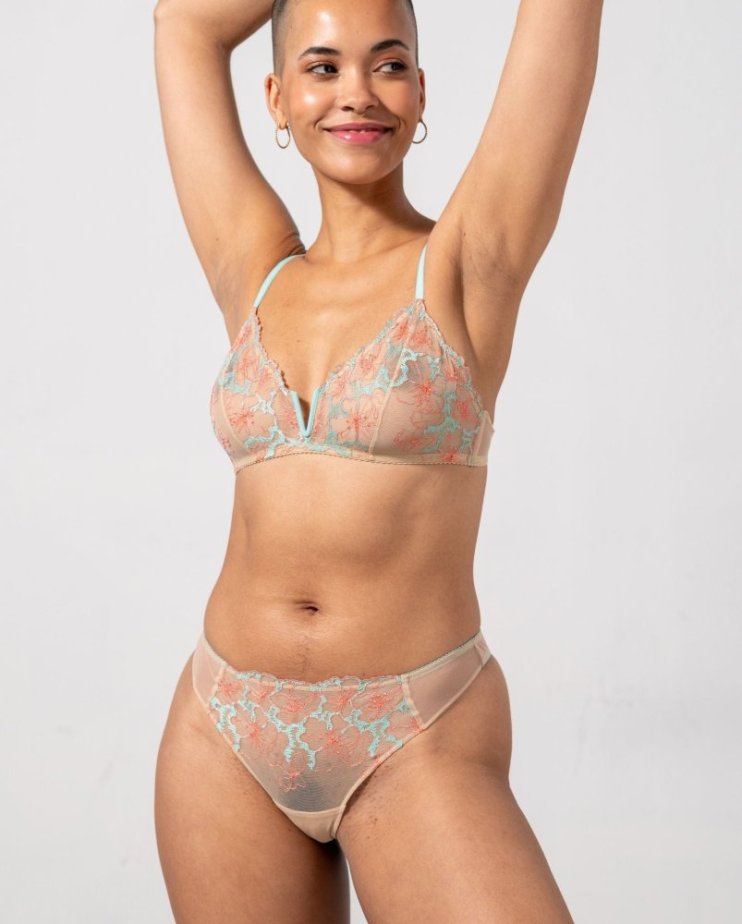 Mesh Thong Sand/Coral/Turquoise