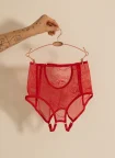 Erotické kalhotky “Crotchlessky” Tichée krajka/tyl červená