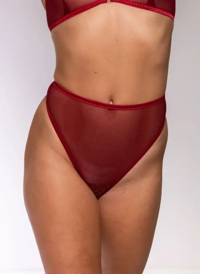 Erotické kalhotky “Crotchlessky” Veneris hladký tyl bordó