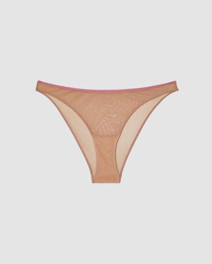Mesh Bikini Briefs Warm nude/Candy Pink - Velikost: M