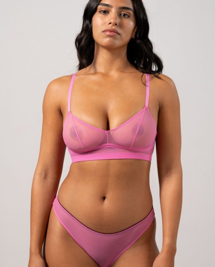 Mesh Bikini Briefs Candy Pink - Velikost: M