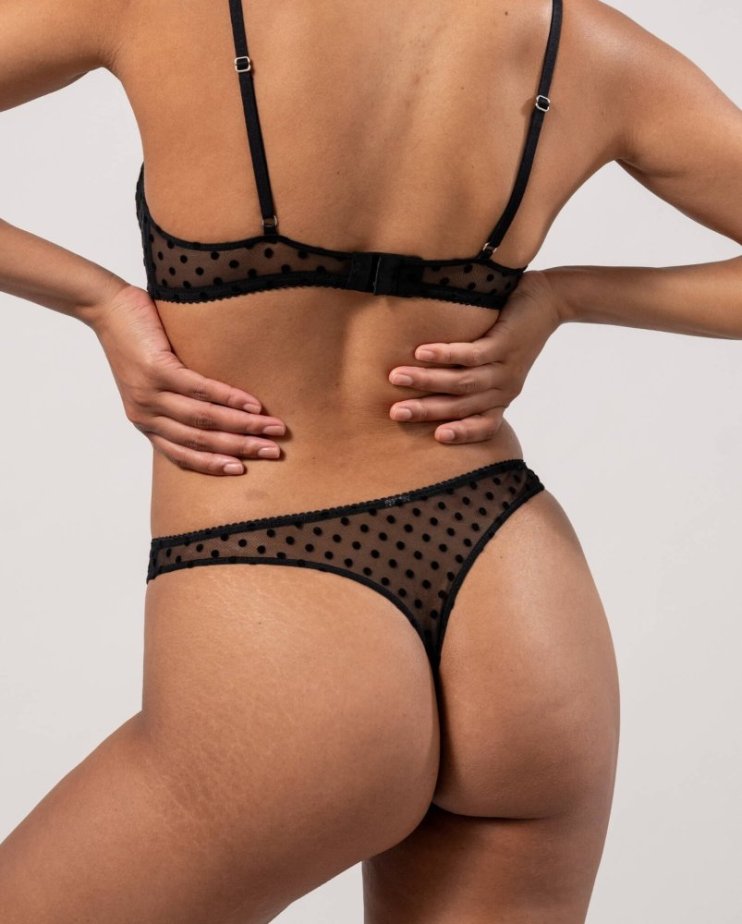 Mesh Thong Black Dots - Velikost: L