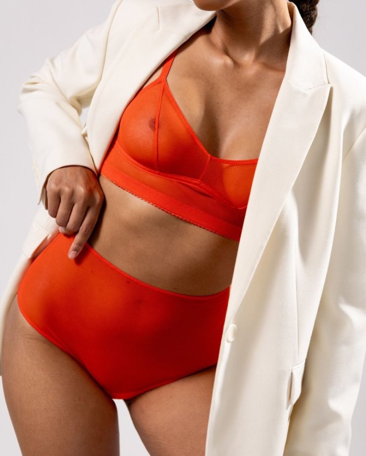 Mesh Balconette Fiery Red - Velikost: L