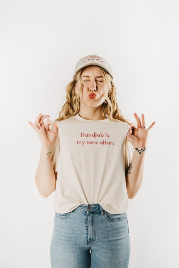 Handjob is my new altar - triko NATURAL RAW - Velikost: S