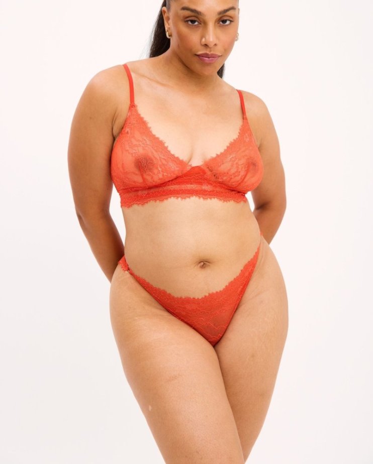 Lace Tanga Briefs Understatement – Fiery Red