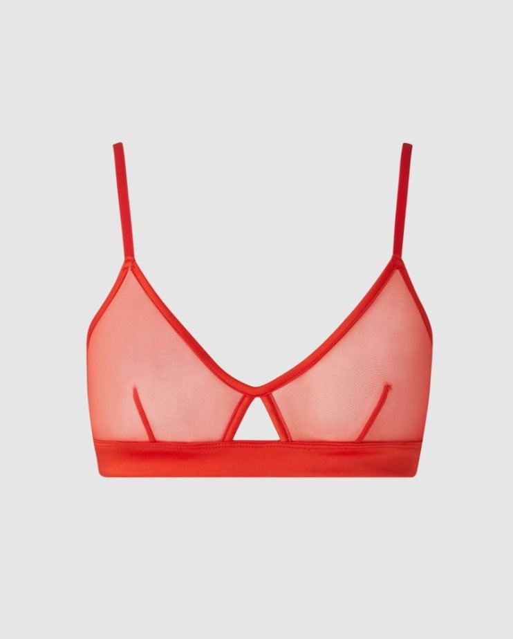 Mesh Cut-Out Triangle Bralette Understatement – Fiery Red