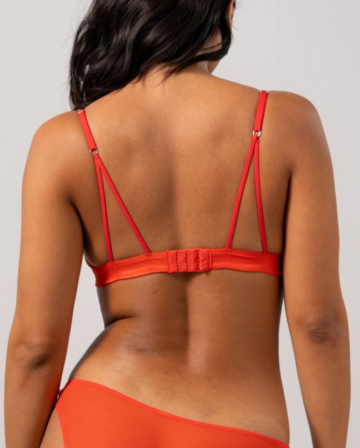 Mesh Cut-Out Triangle Bralette Understatement – Fiery Red