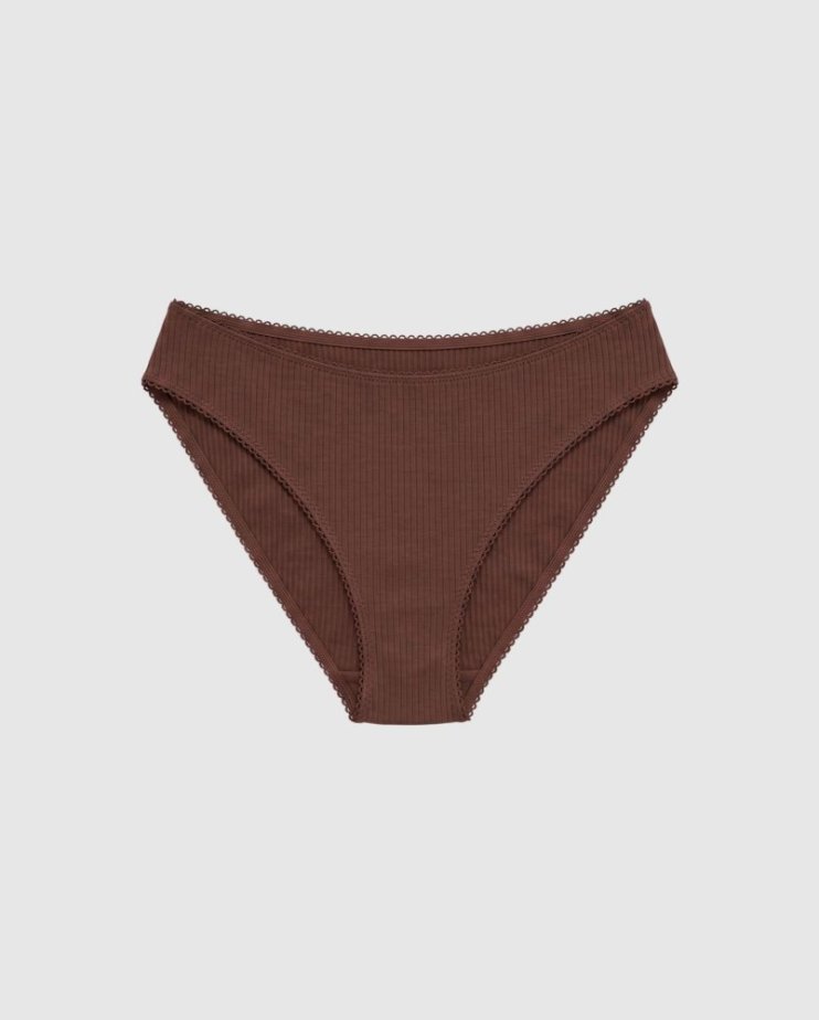 Understatement Cotton Midi – bavlnené nohavičky Coffee